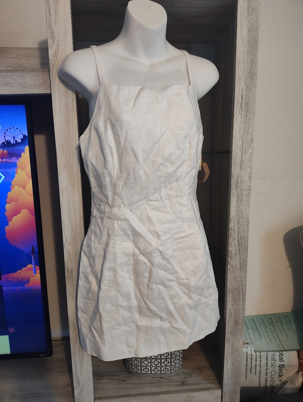 Kourt 100% White Linen Spaghetti Strap Sundress SZ 4 New With Tags